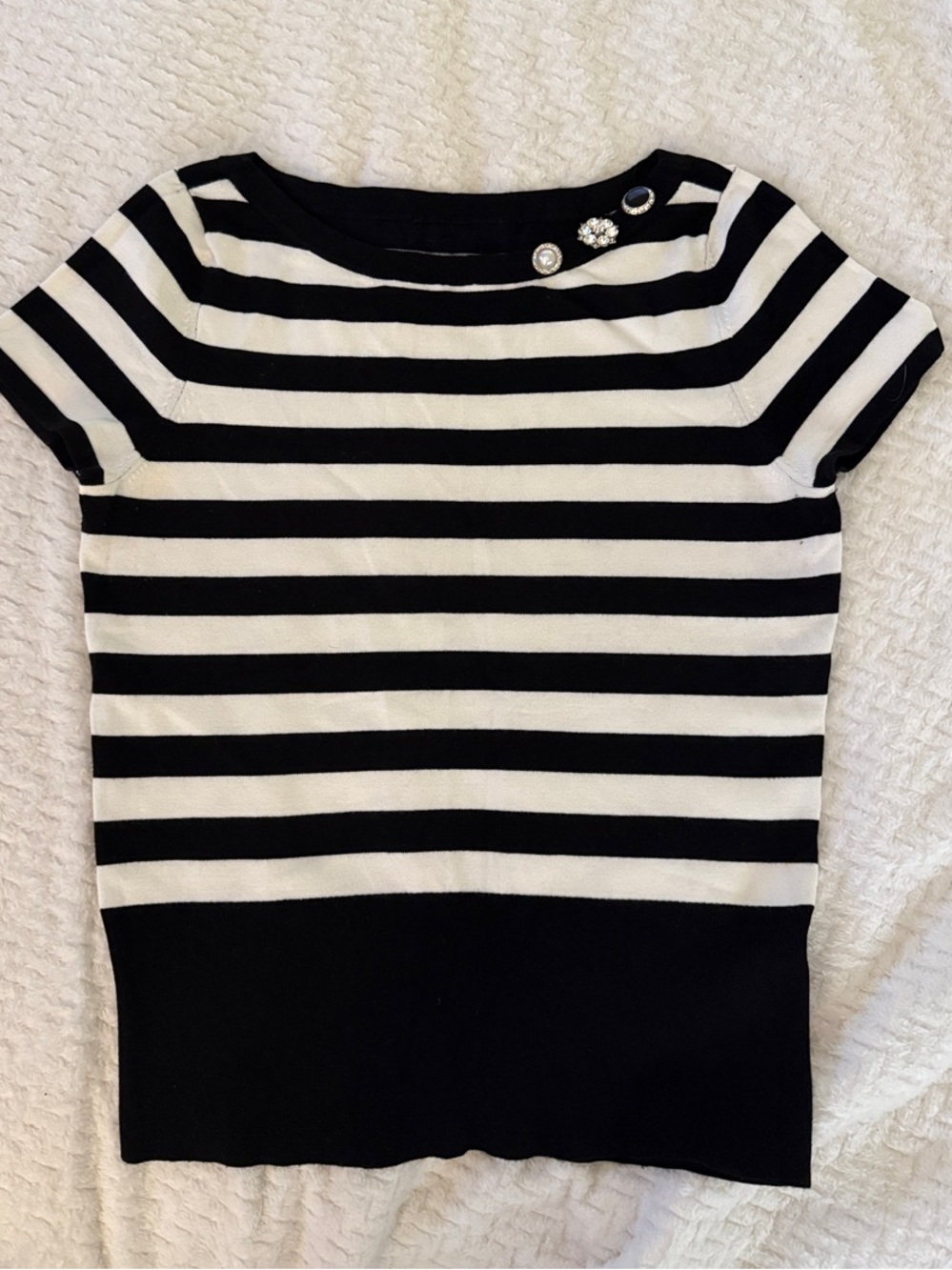 White House Black Market Striped Short Sleeve Sweater